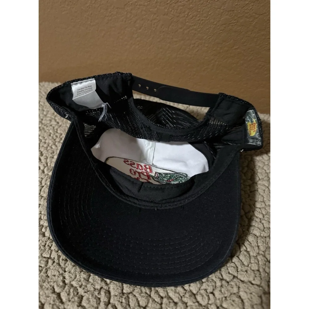 Bass Pro Shops Hat Cap Snap Back Mens One Size Black Mesh Trucker Fishing Logo